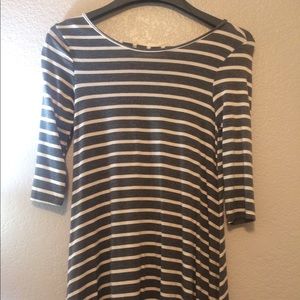 Gray and white stripped dress